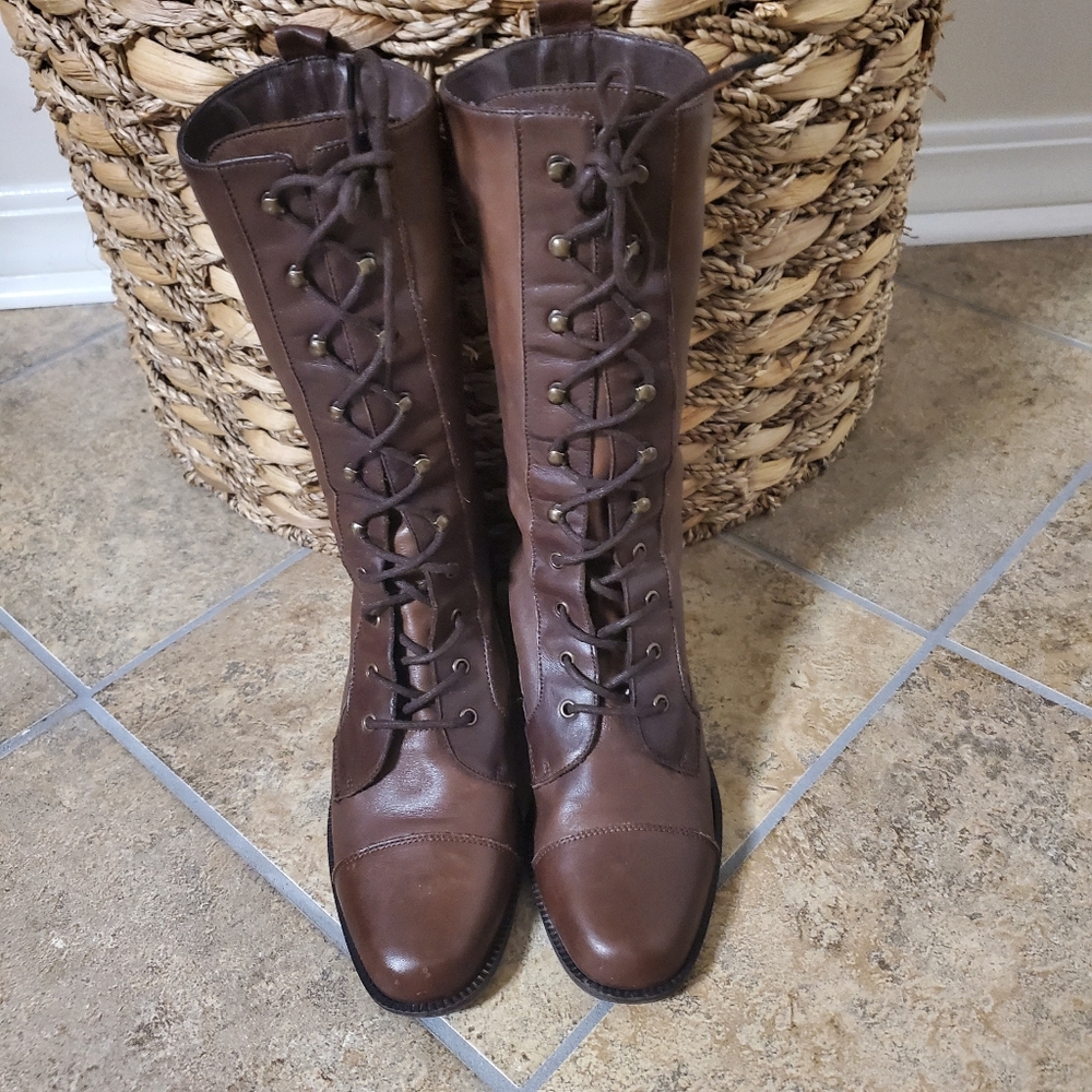 Enzo Angiolini Brown Lace-Up Boots